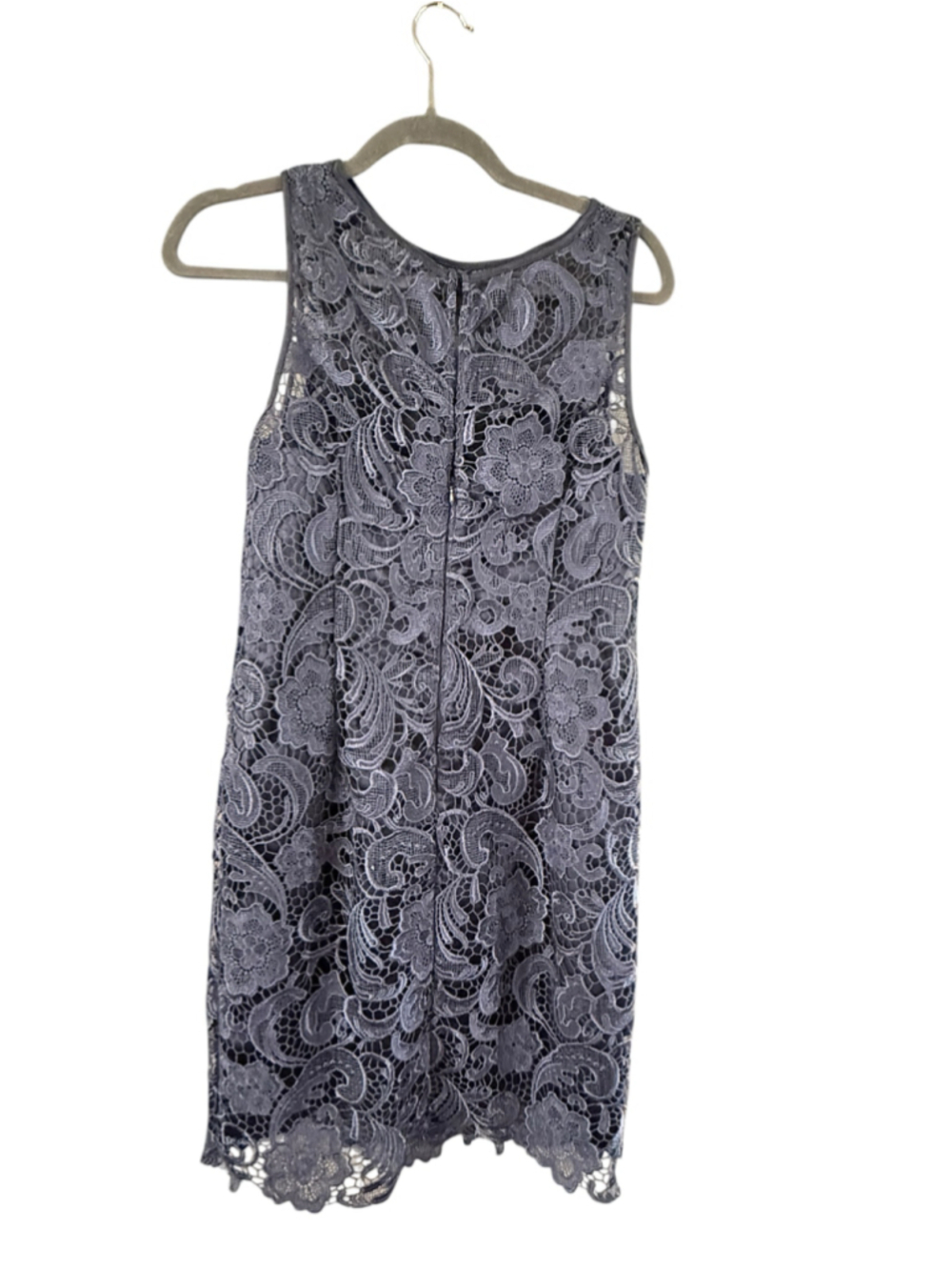 Women's Adrianna Papell Gray Lace Sleeveless Mini Dress 8P - Picture 3 of 9